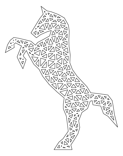 caballo de perfil en dos patas