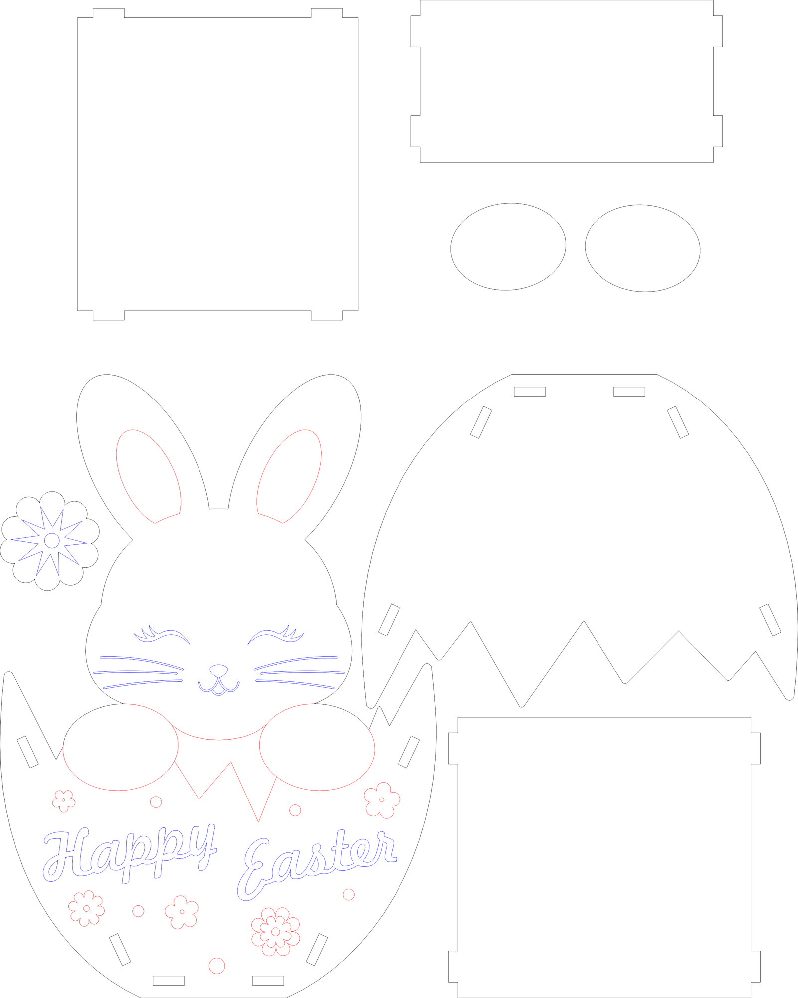 caja conejo y huevo de pascua