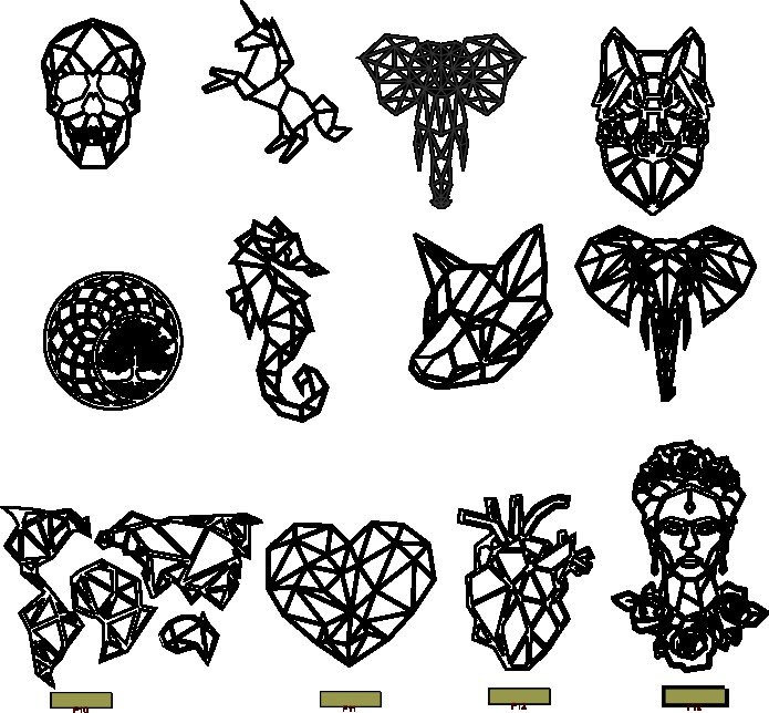 catálogo de animales geométricos