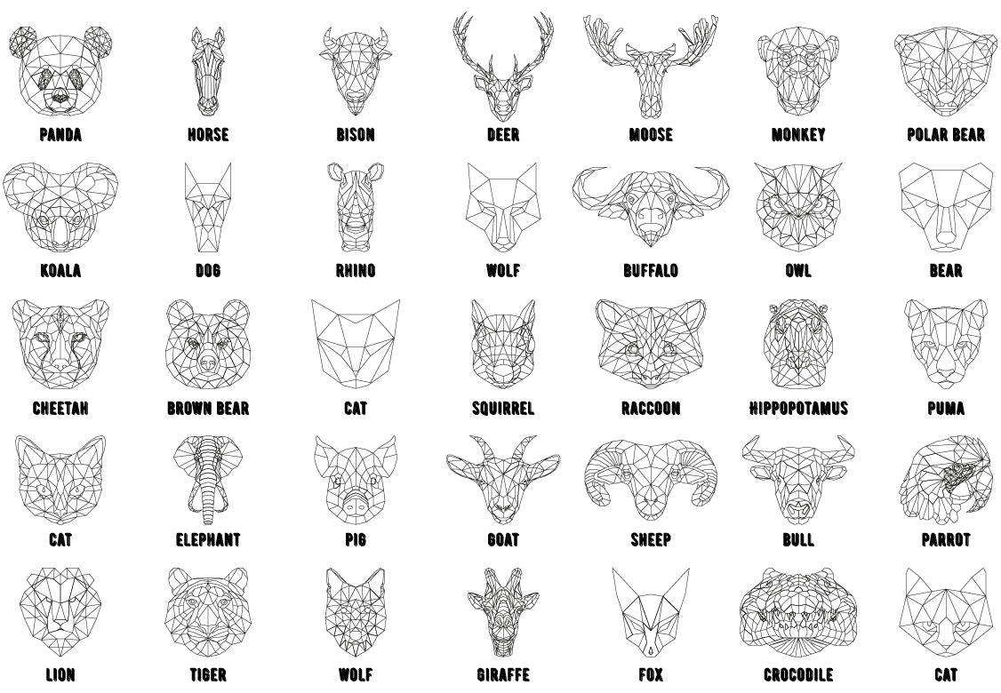 colección de animales geométricos