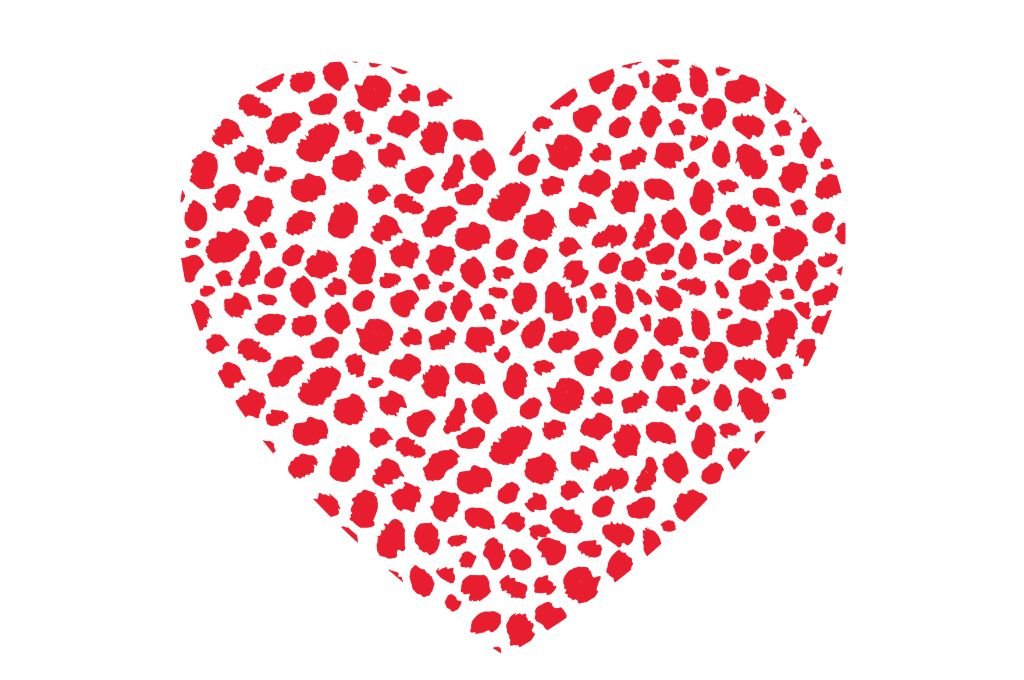 corazón animal print rojo