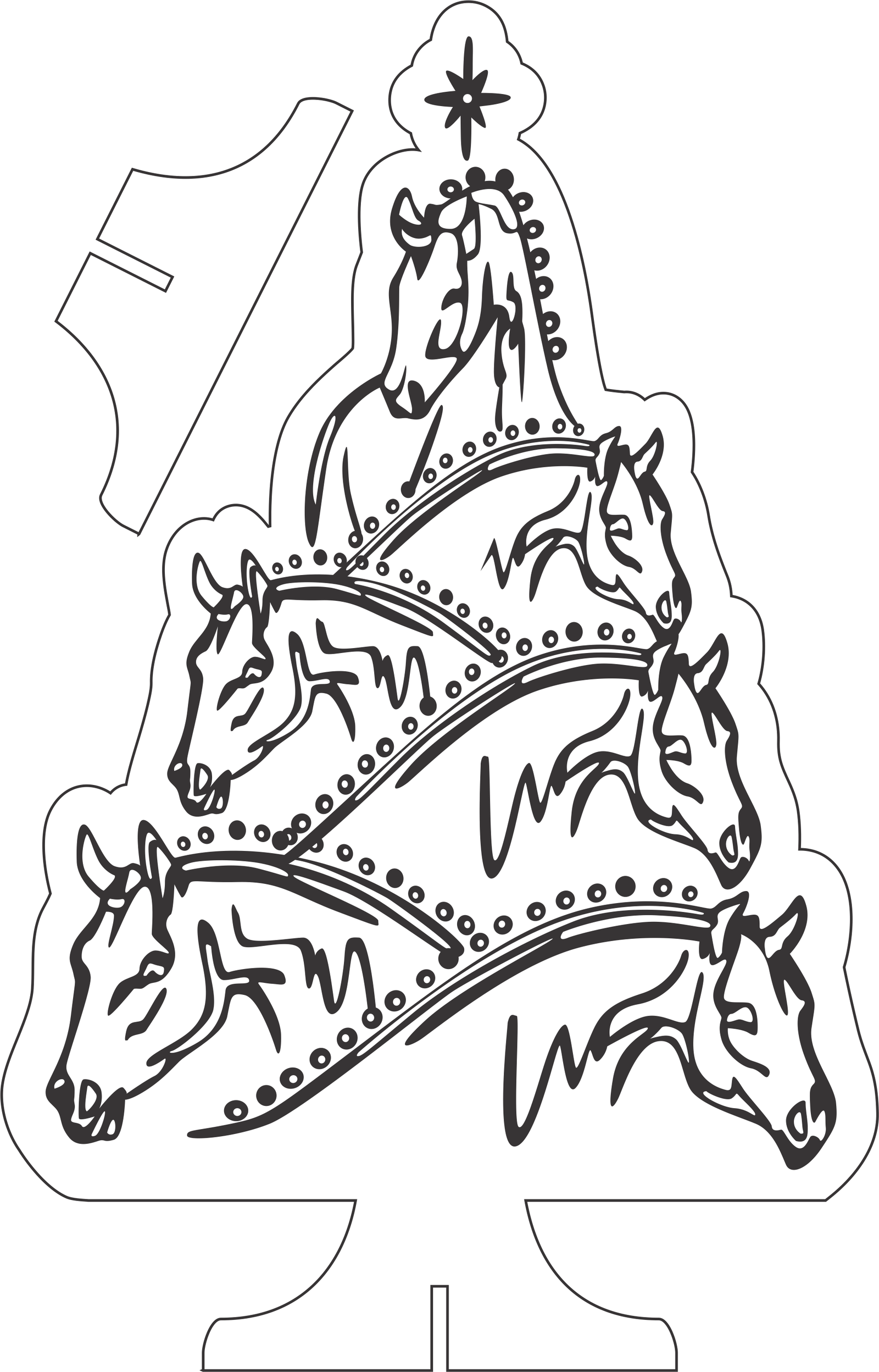 pino navideño de caballos