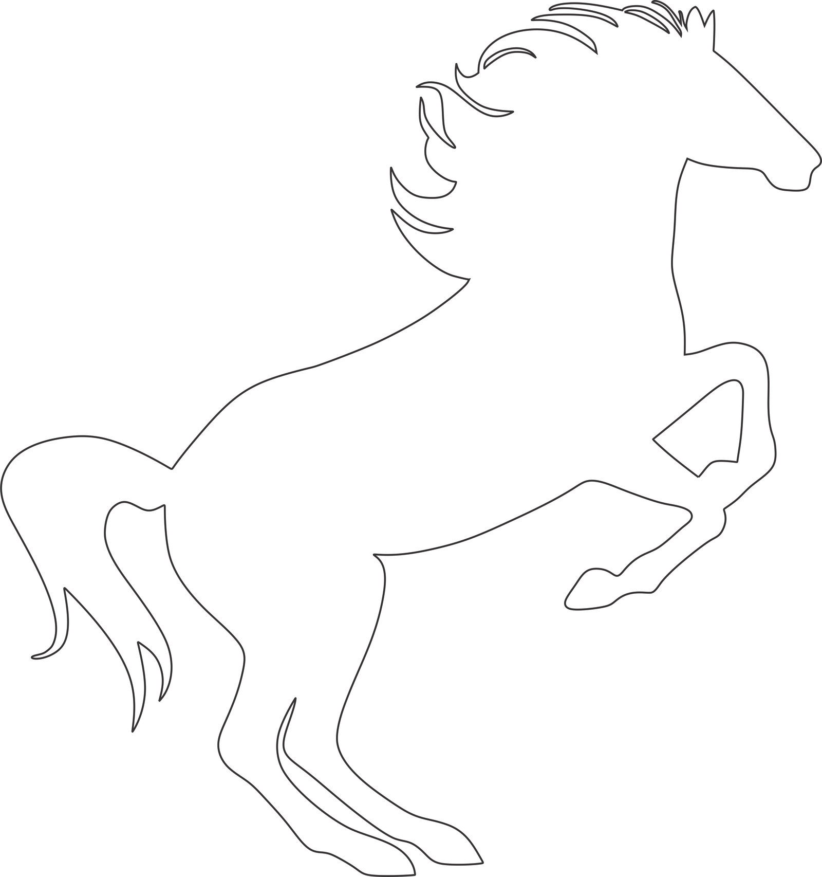 silueta de caballo en dos patas