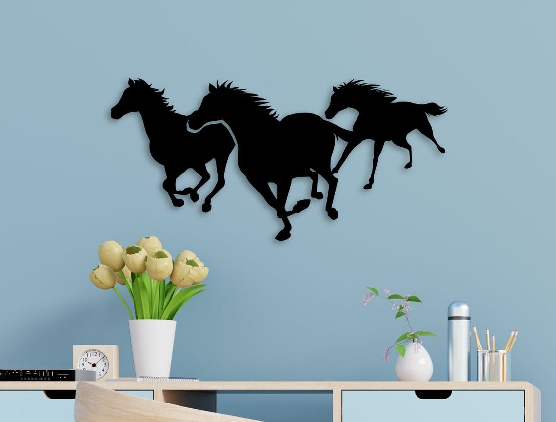 trío de caballos para pared