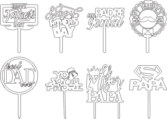 8 cake toppers para papá