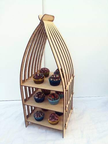 canasta exhibidora de cupcakes