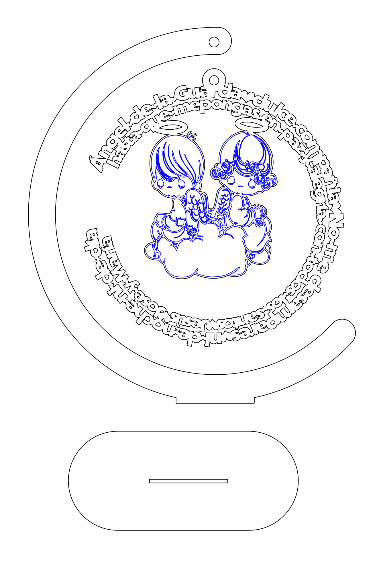 colgante decorativo con par de ángeles