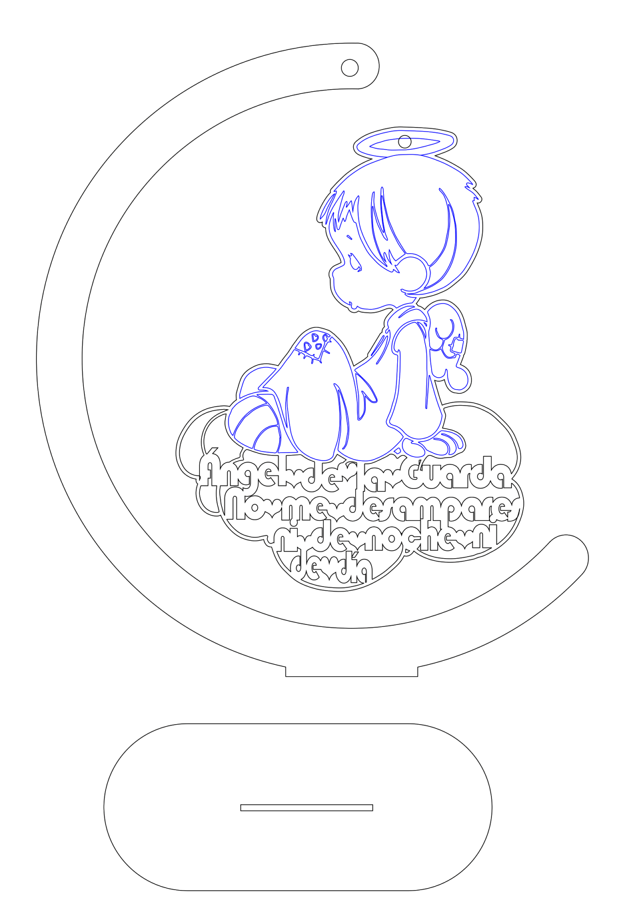 decoración con ángel y oración