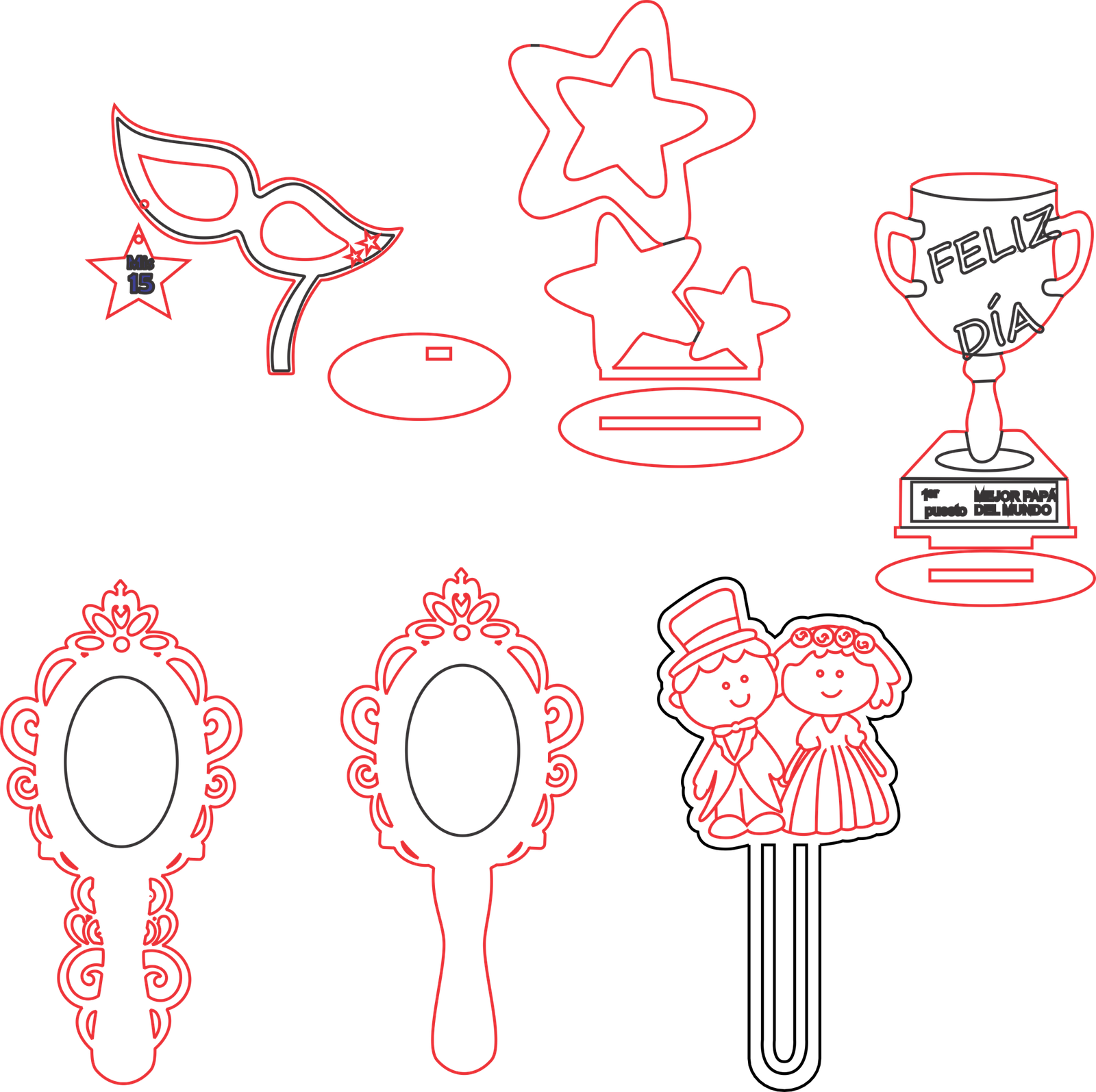 espejos y decorativos de fiesta