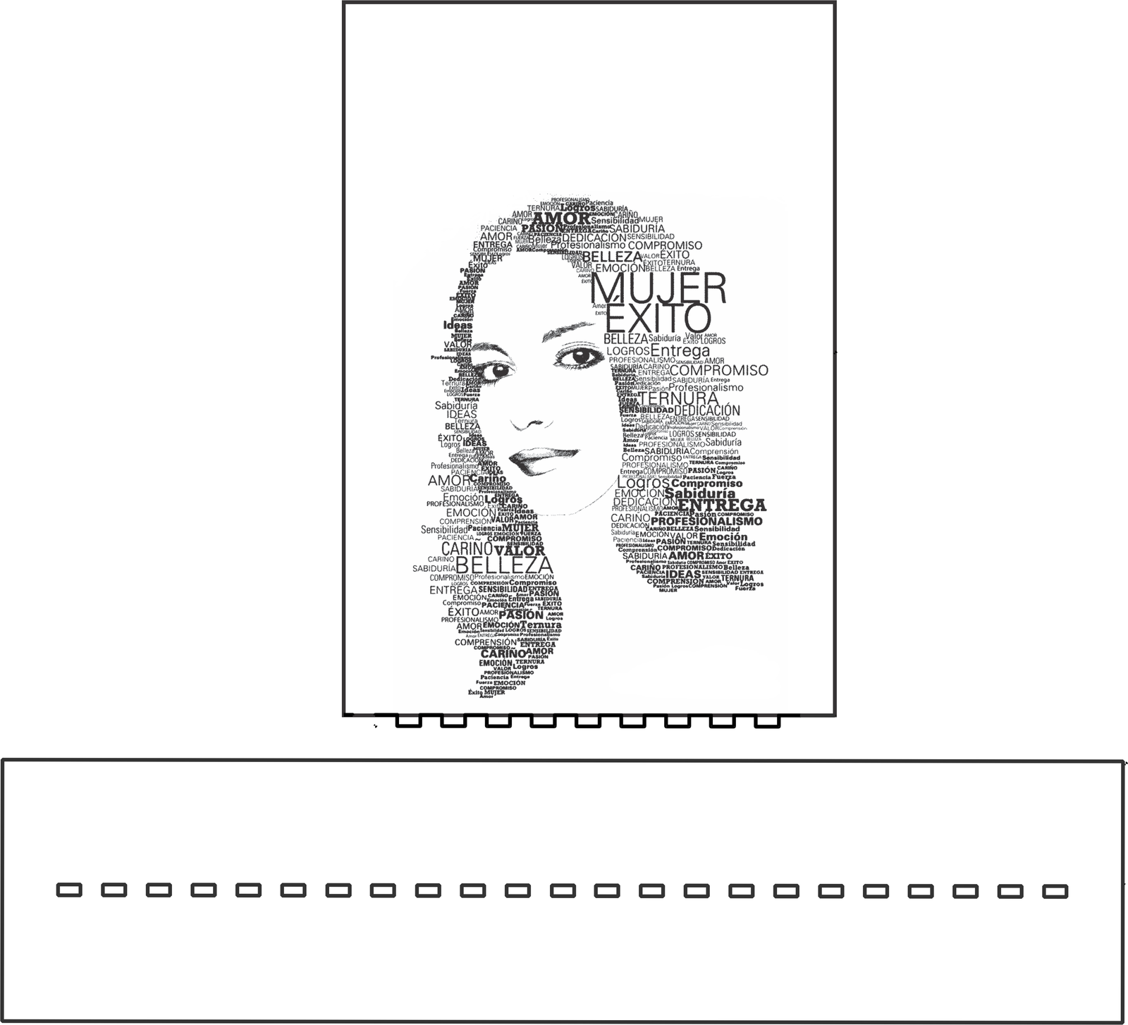 rostro de mujer en panel con base