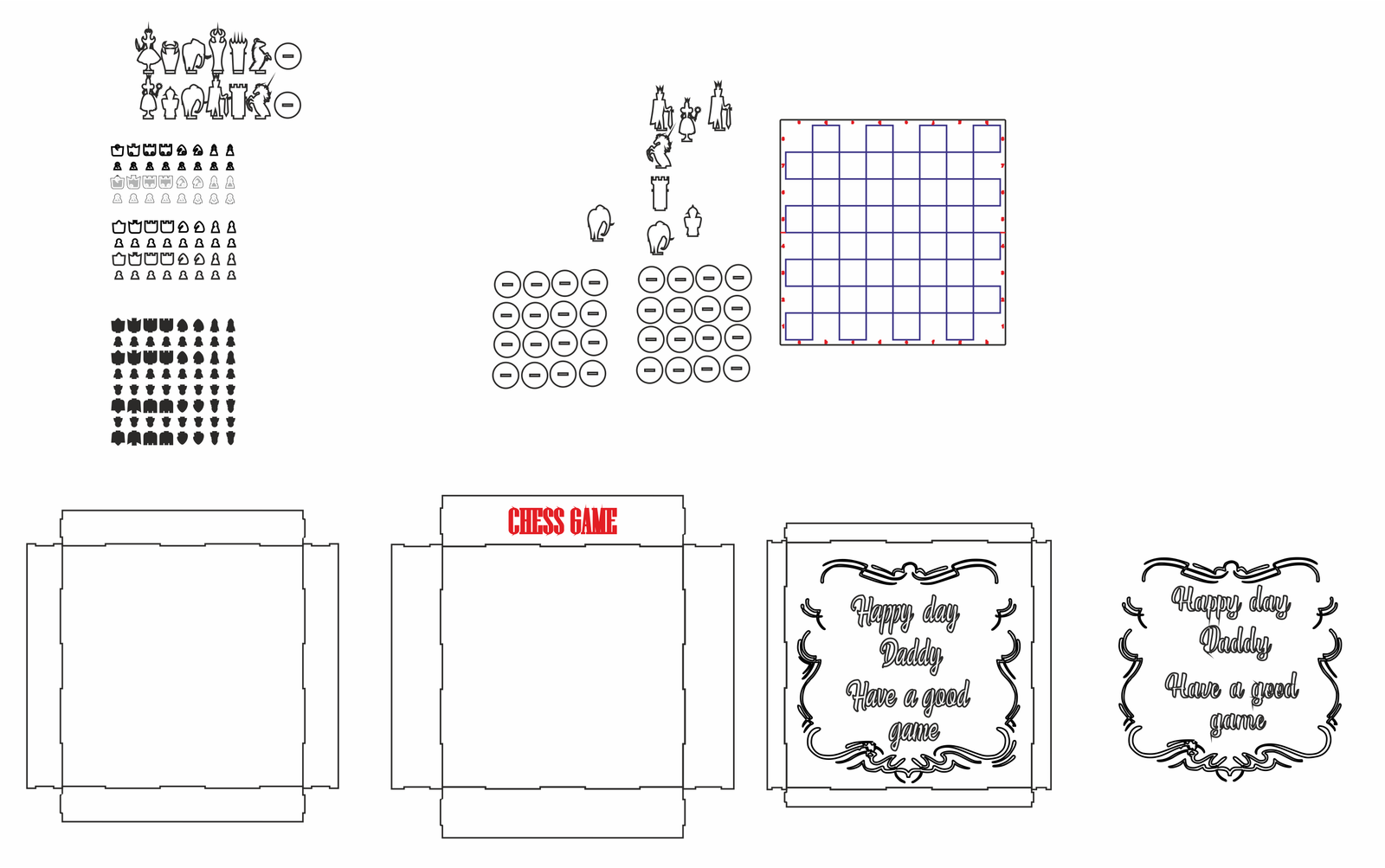 tablero de ajedrez con caja