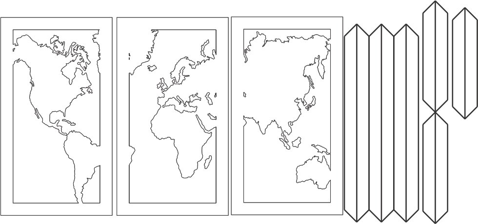 tríptico decorativo mapamundi