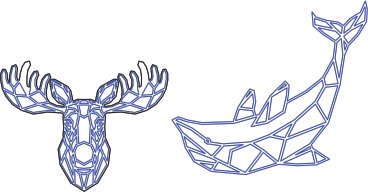 alce y ballena geométricos