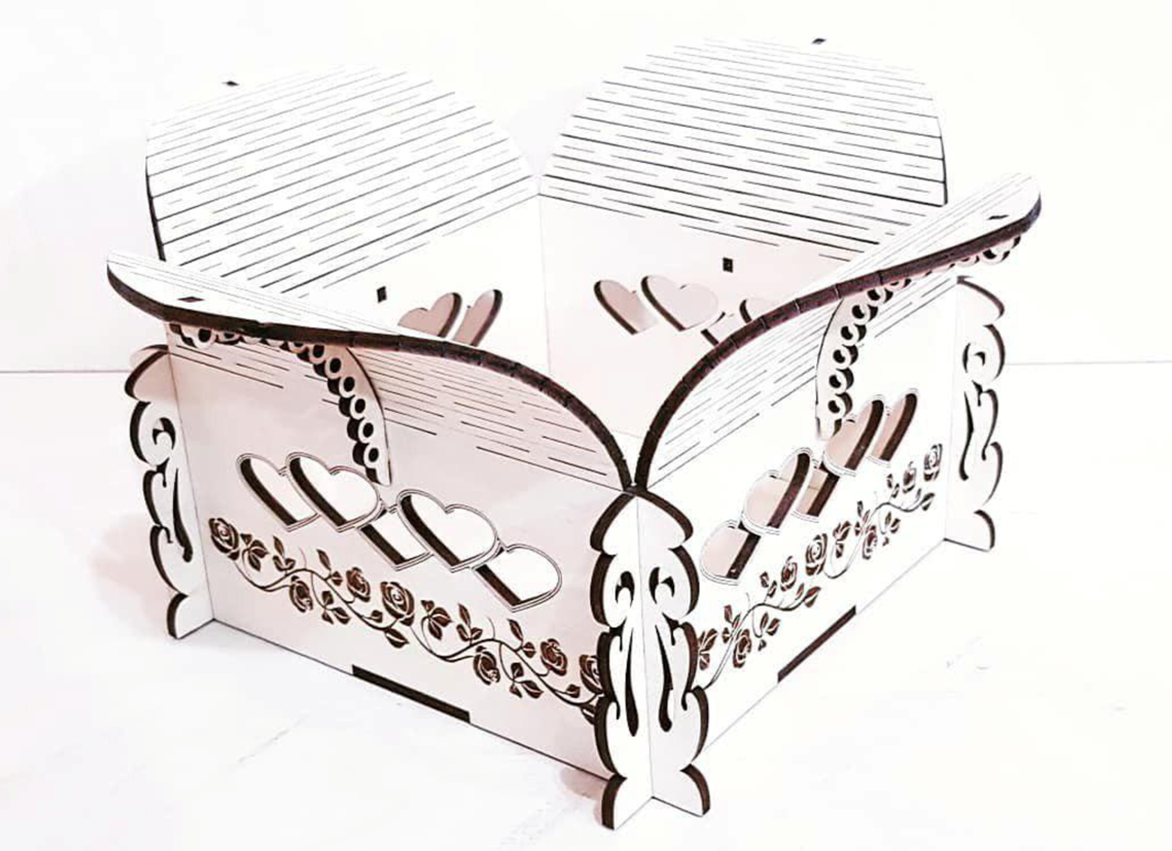 caja corazones y flores