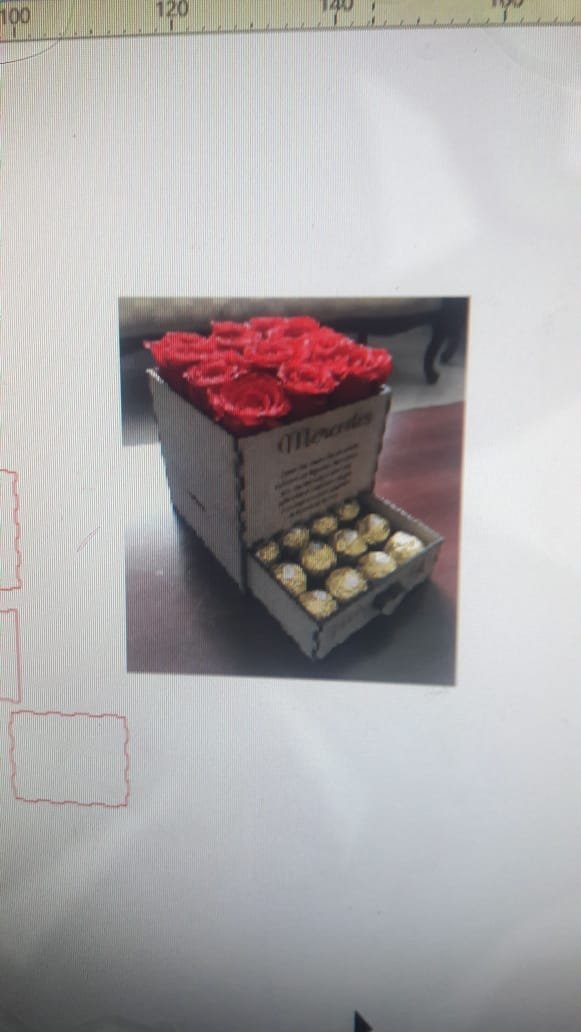 caja para rosas con cajón