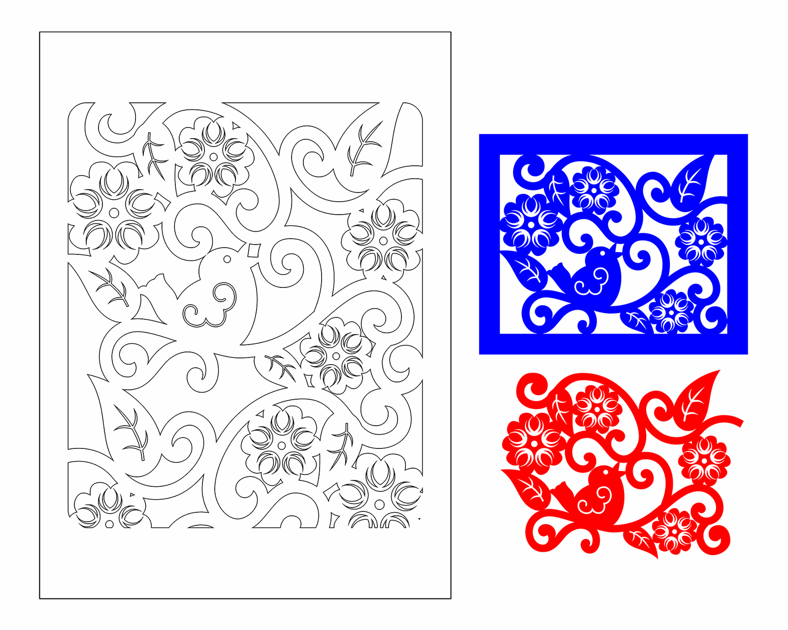 cuadros decorativos con flores y aves