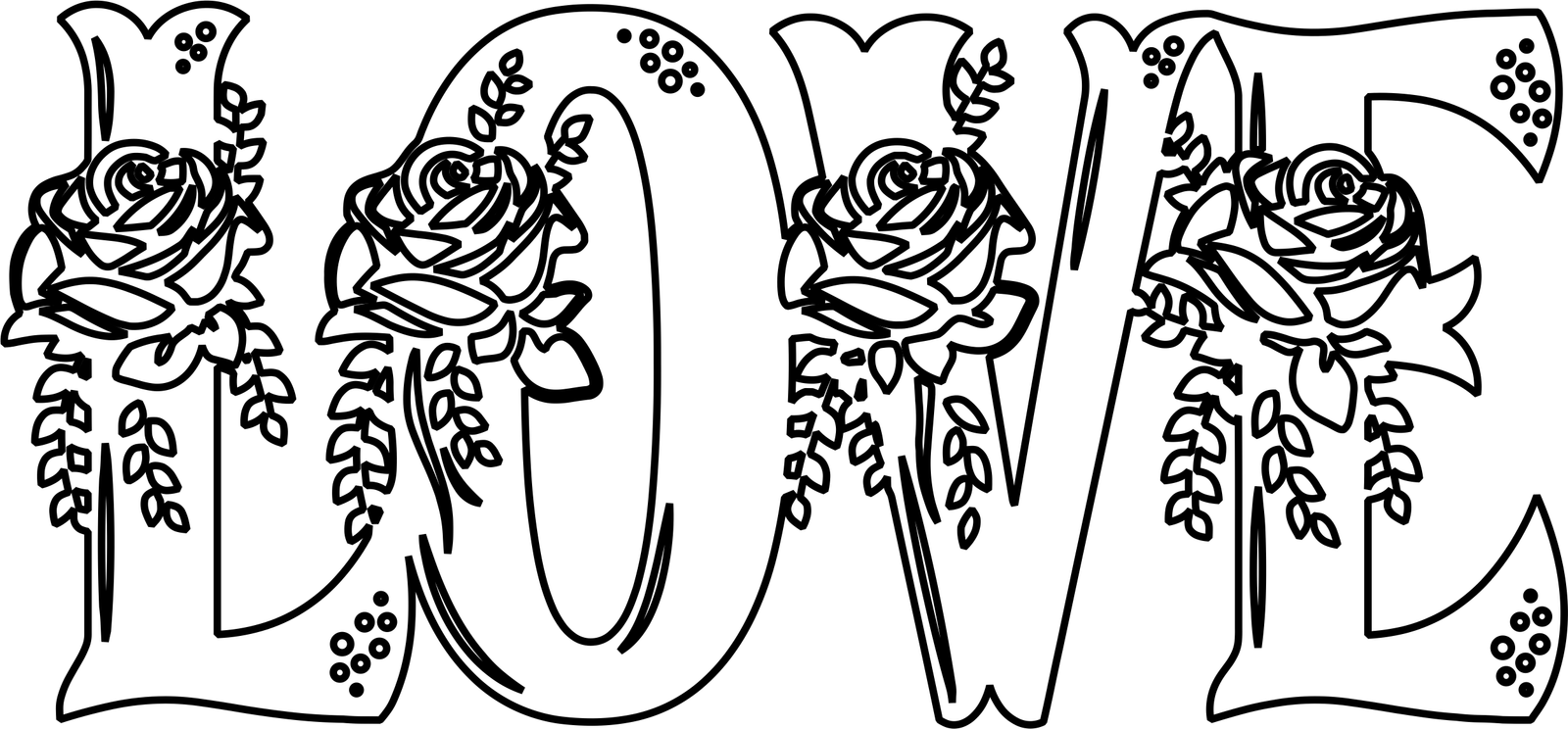 palabra love con flores