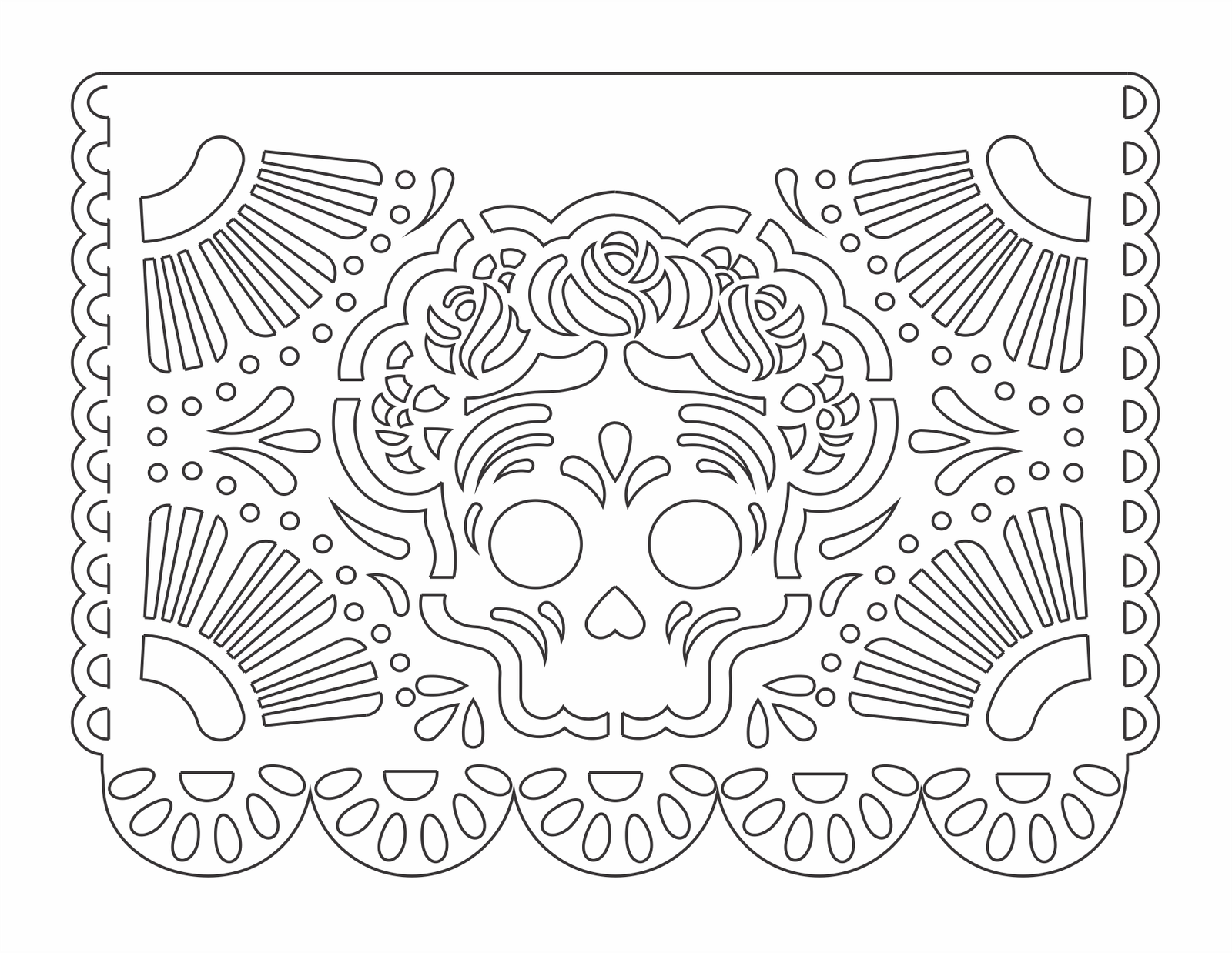 papel picado corona de flores