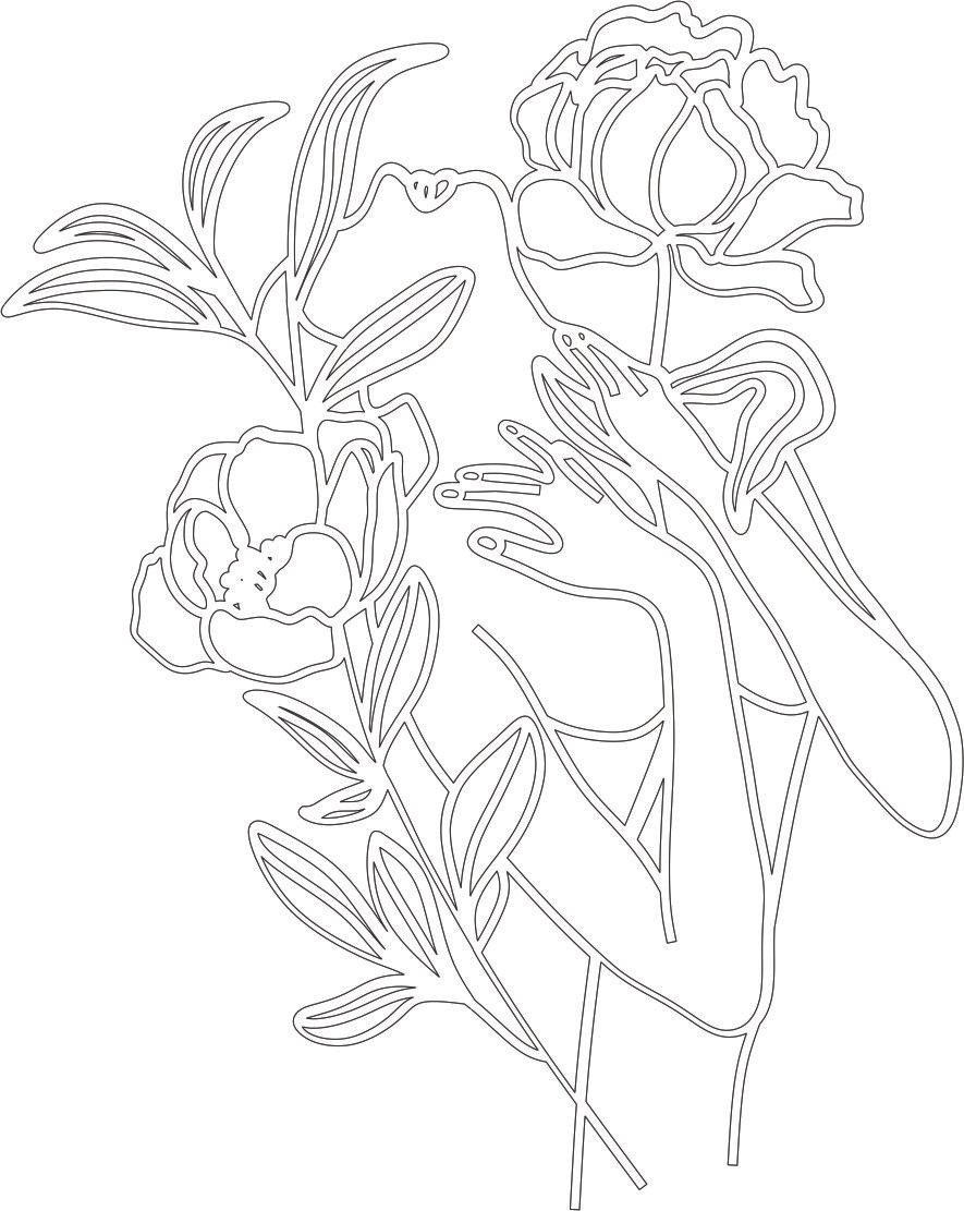 silueta entre flores