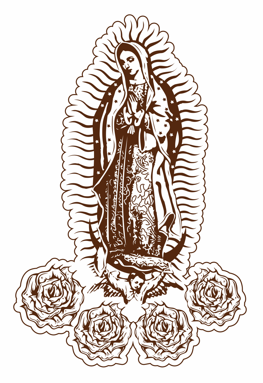 virgen con rosas