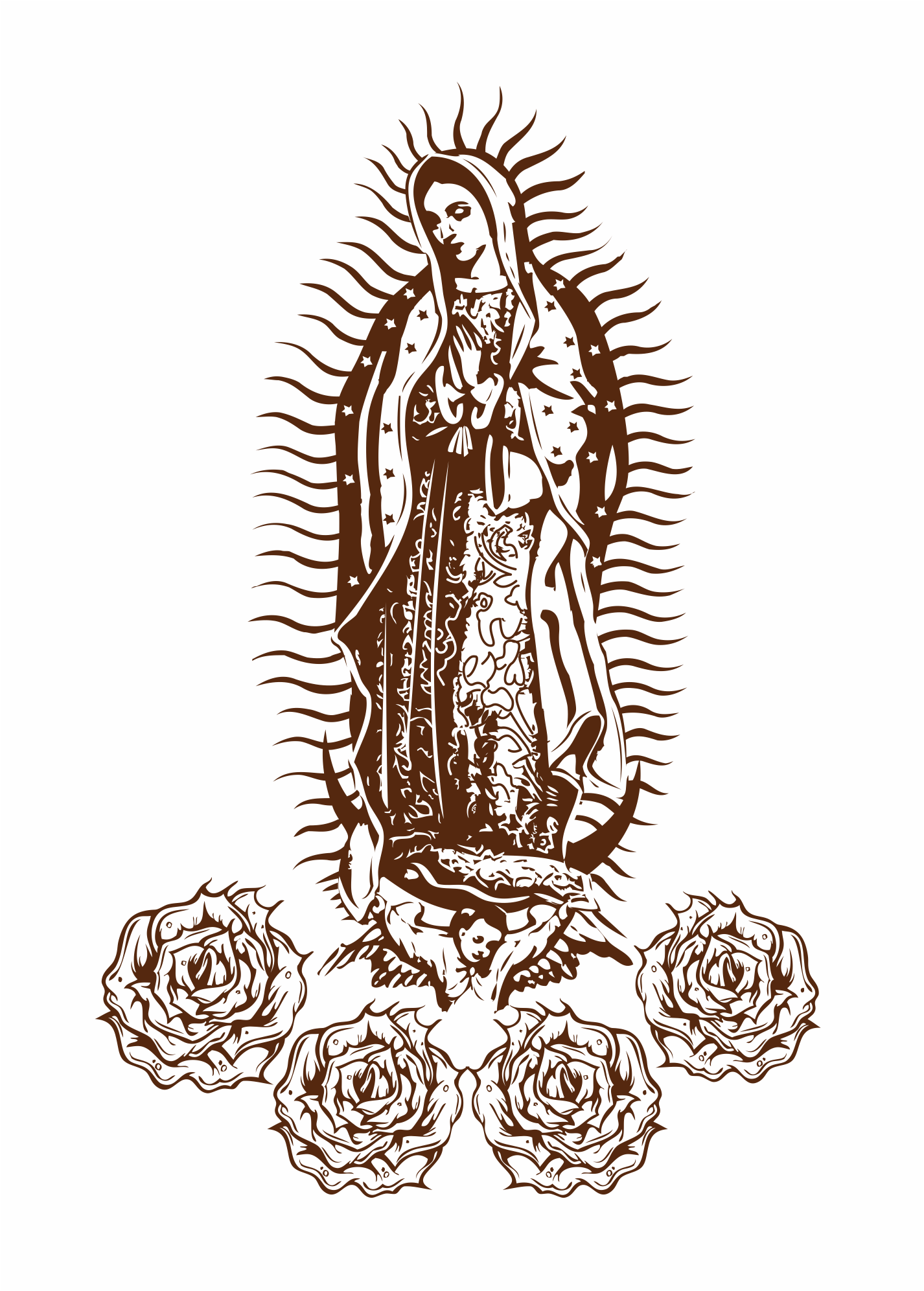 virgen de guadalupe con rosas