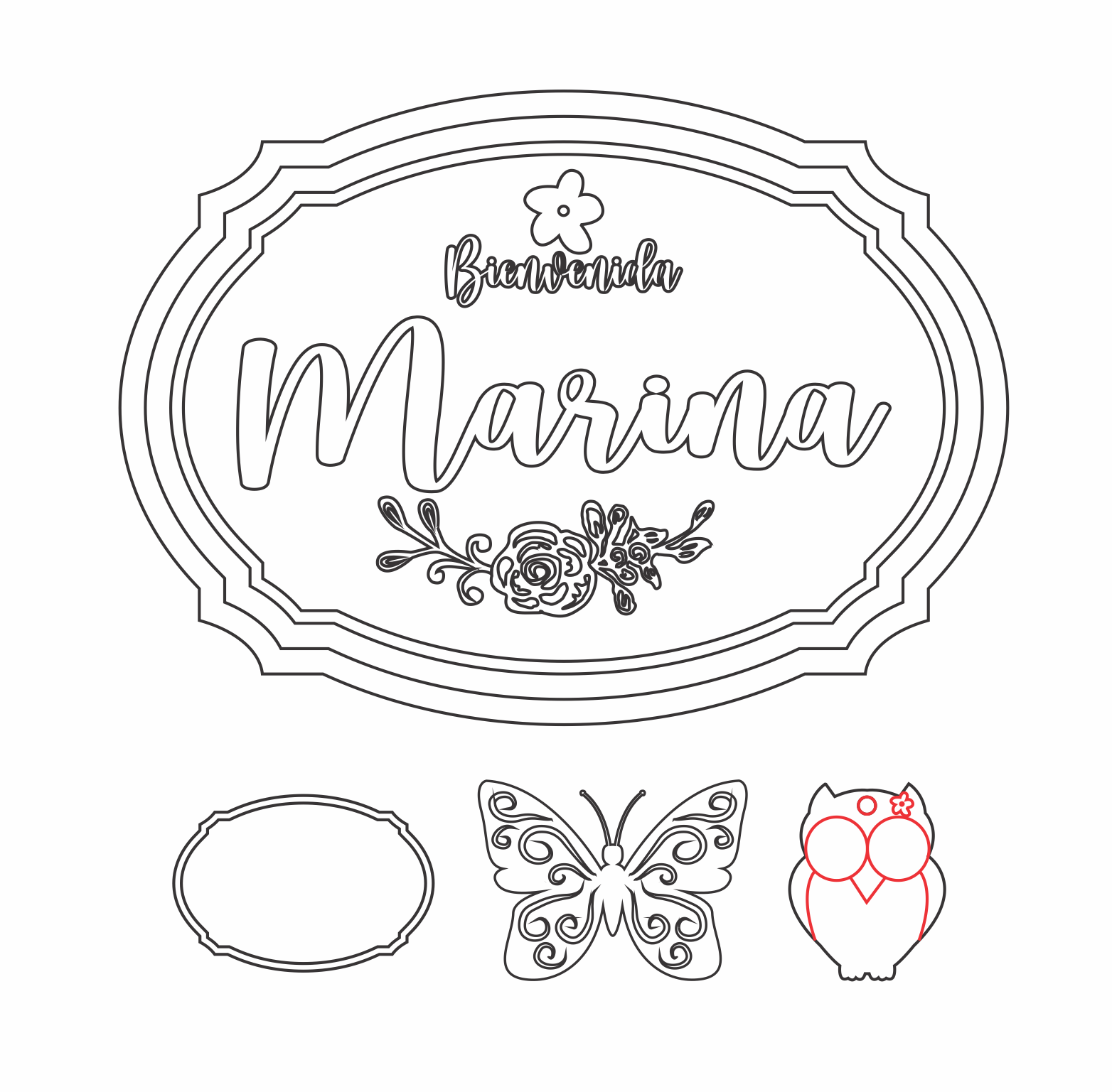 letrero de bienvenida para niña