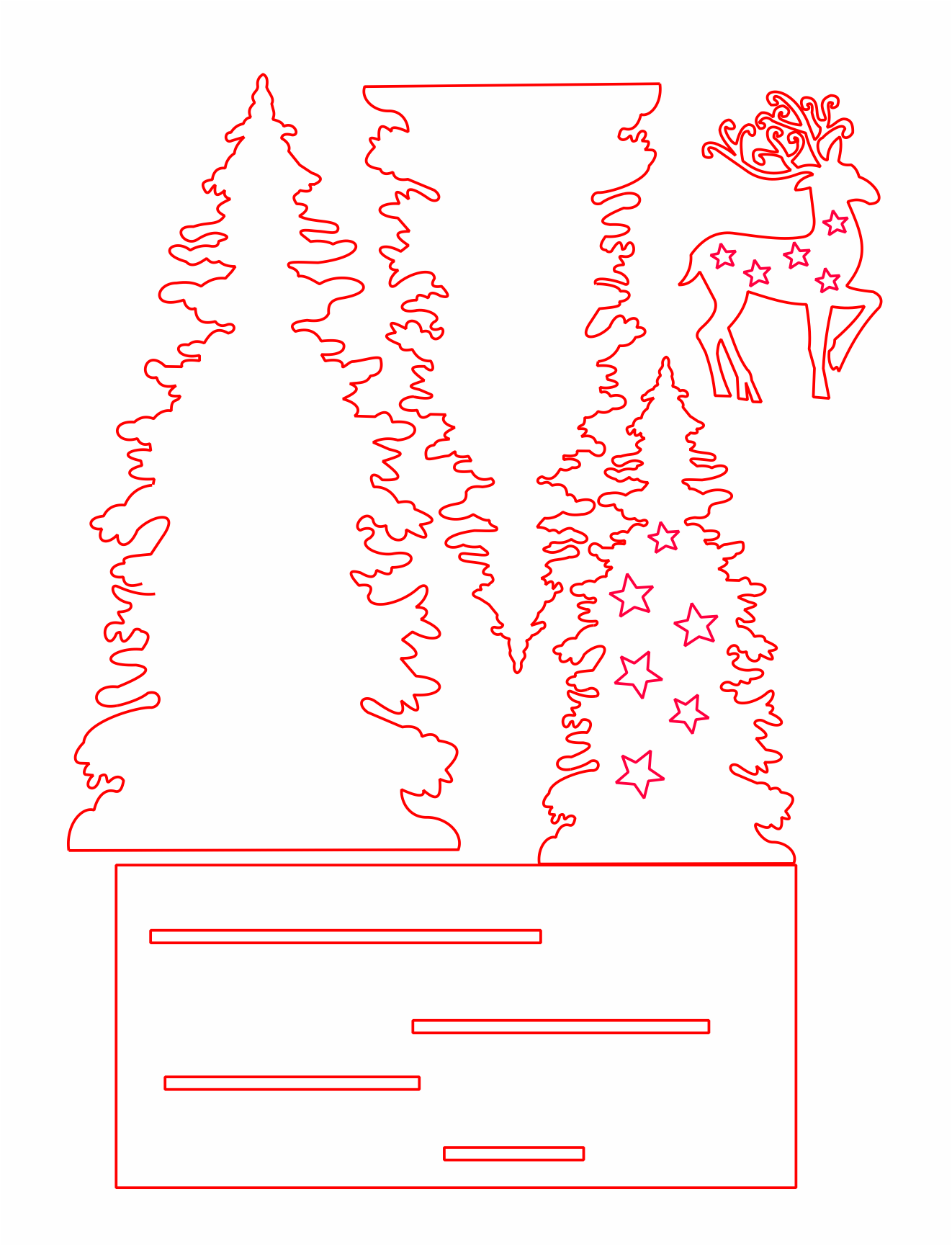 decoración de reno con pinos