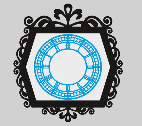 reloj de pared estilo antiguo con marco ornamentado