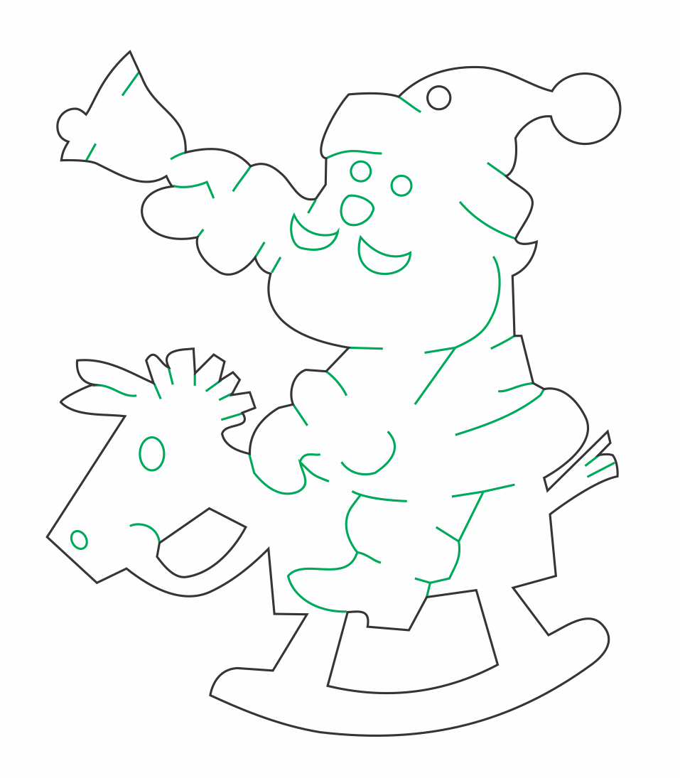 santa en caballo de madera