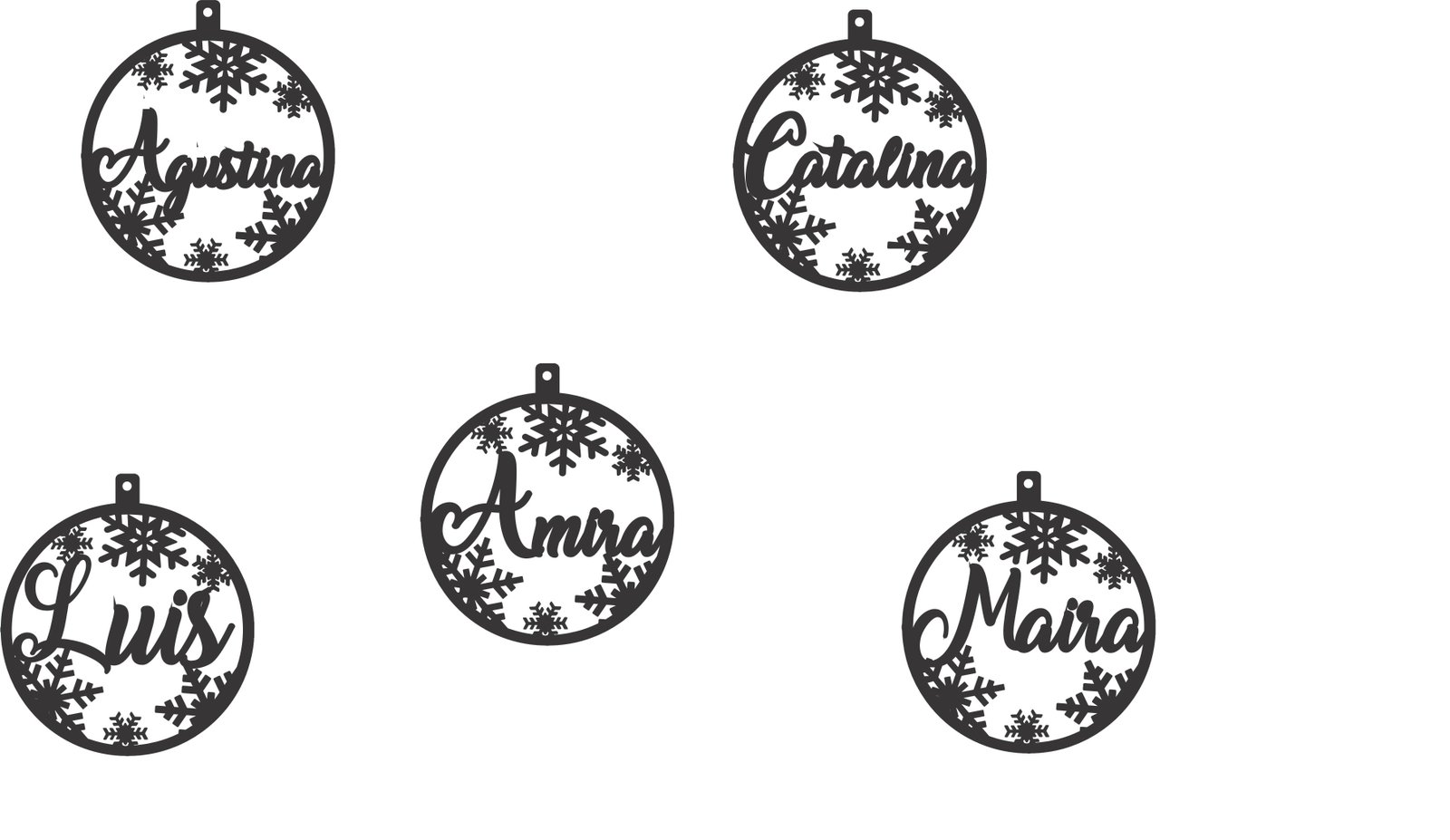 esferas con nombres y copos