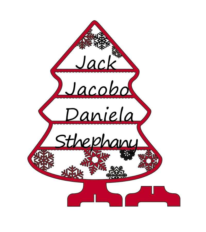 árbol navideño con nombres