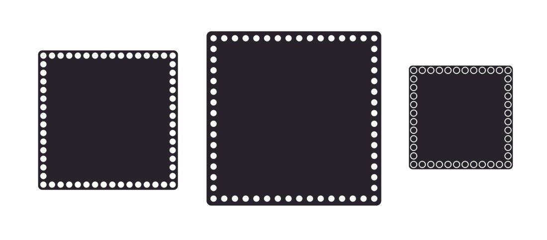 bases cuadradas troqueladas para tejer