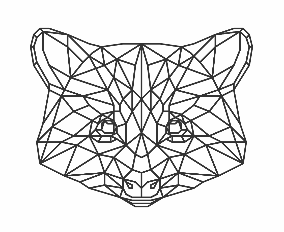 cabeza de mapache geométrica