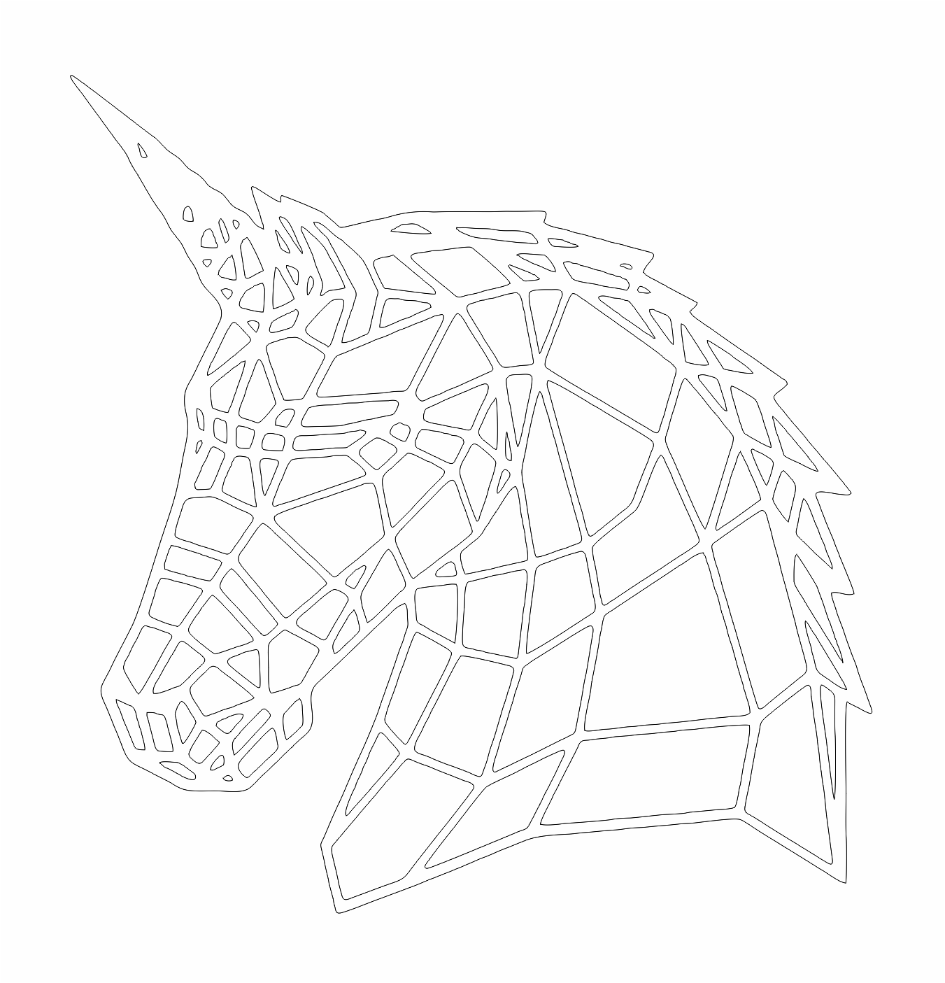 cabeza de unicornio geométrico
