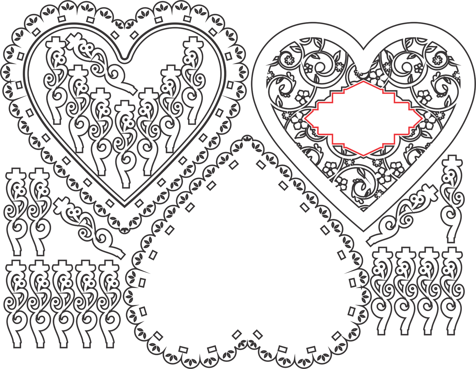 caja calada con forma de corazón