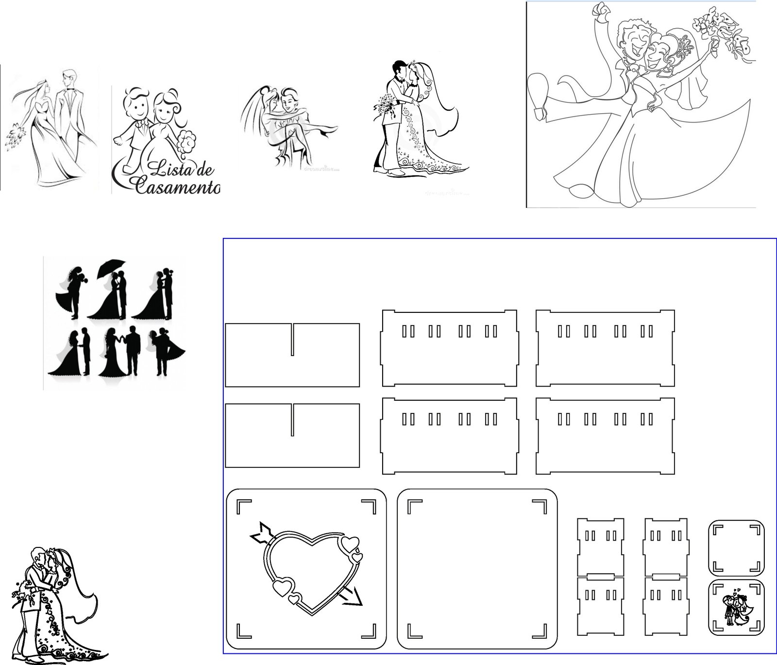 caja con divisiones corazón