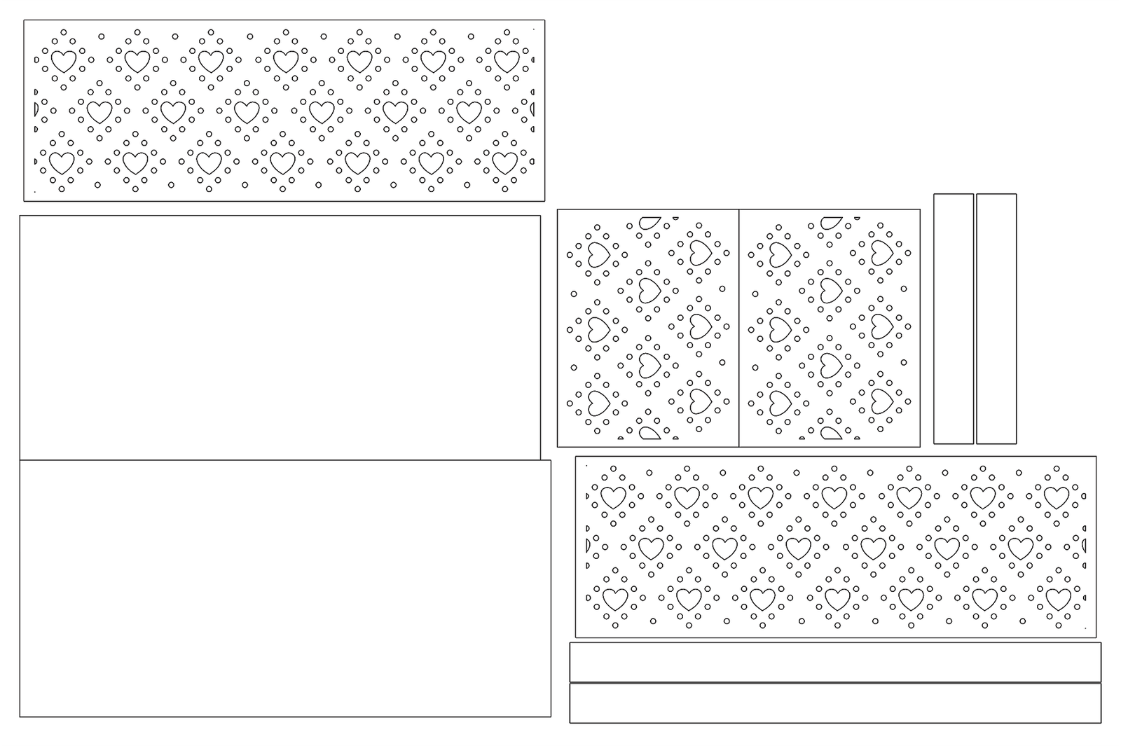 caja con paredes de corazones