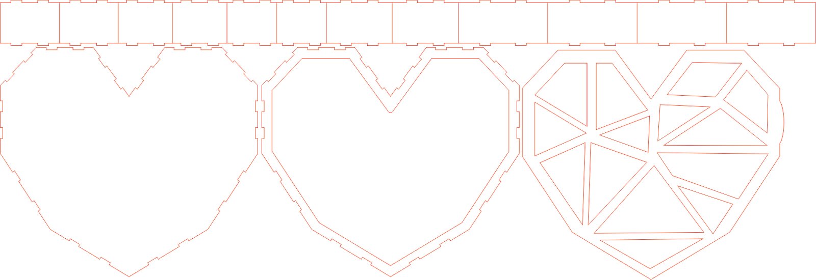caja de corazón geométrico