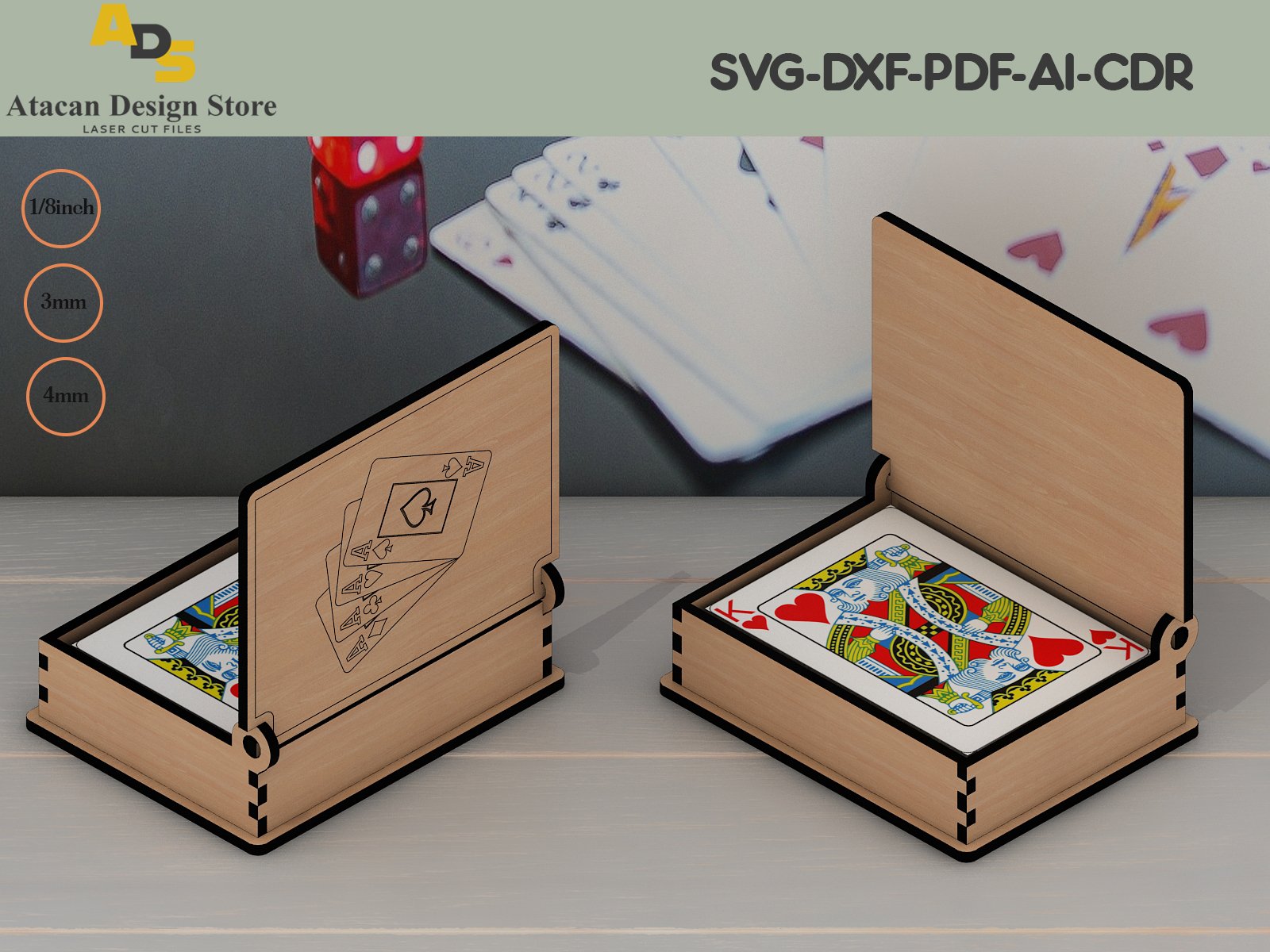 caja de naipes de madera