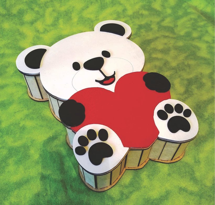 caja de oso con corazón