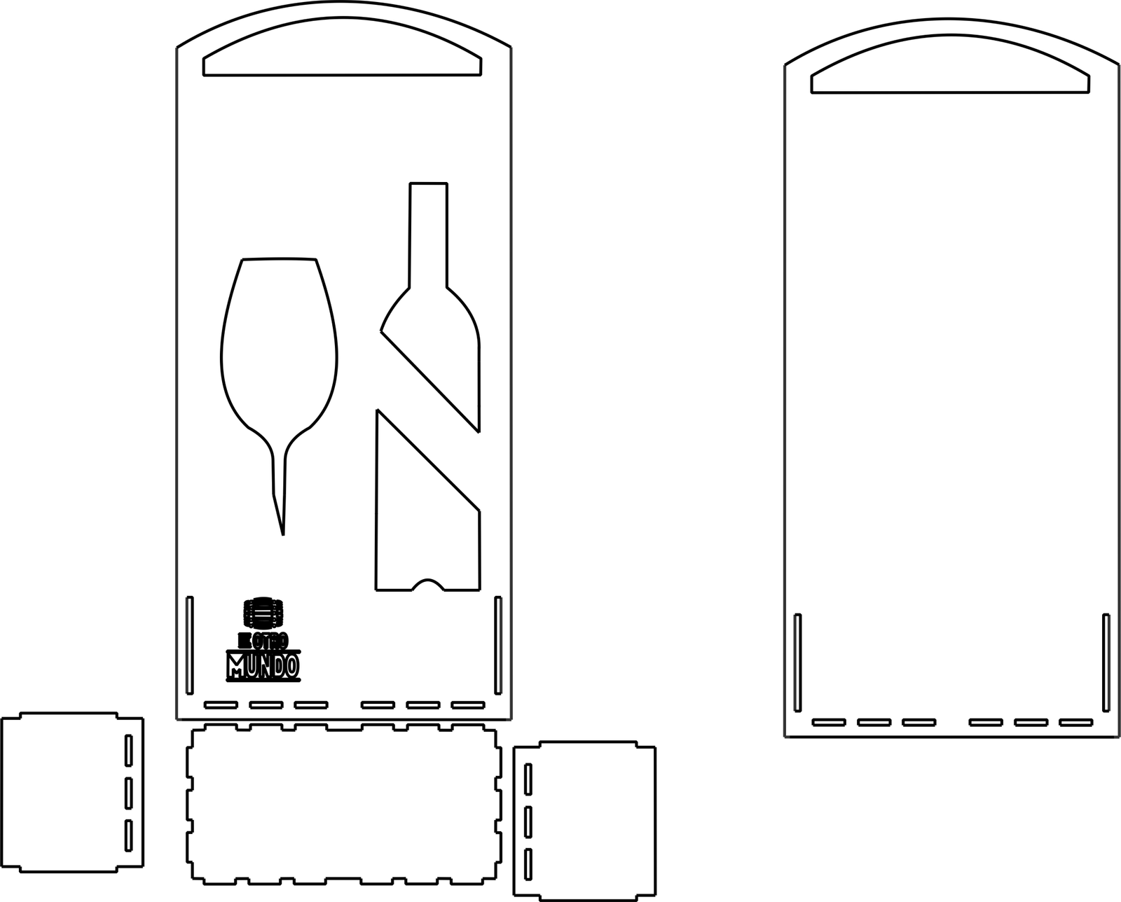 caja para vino botella y copa