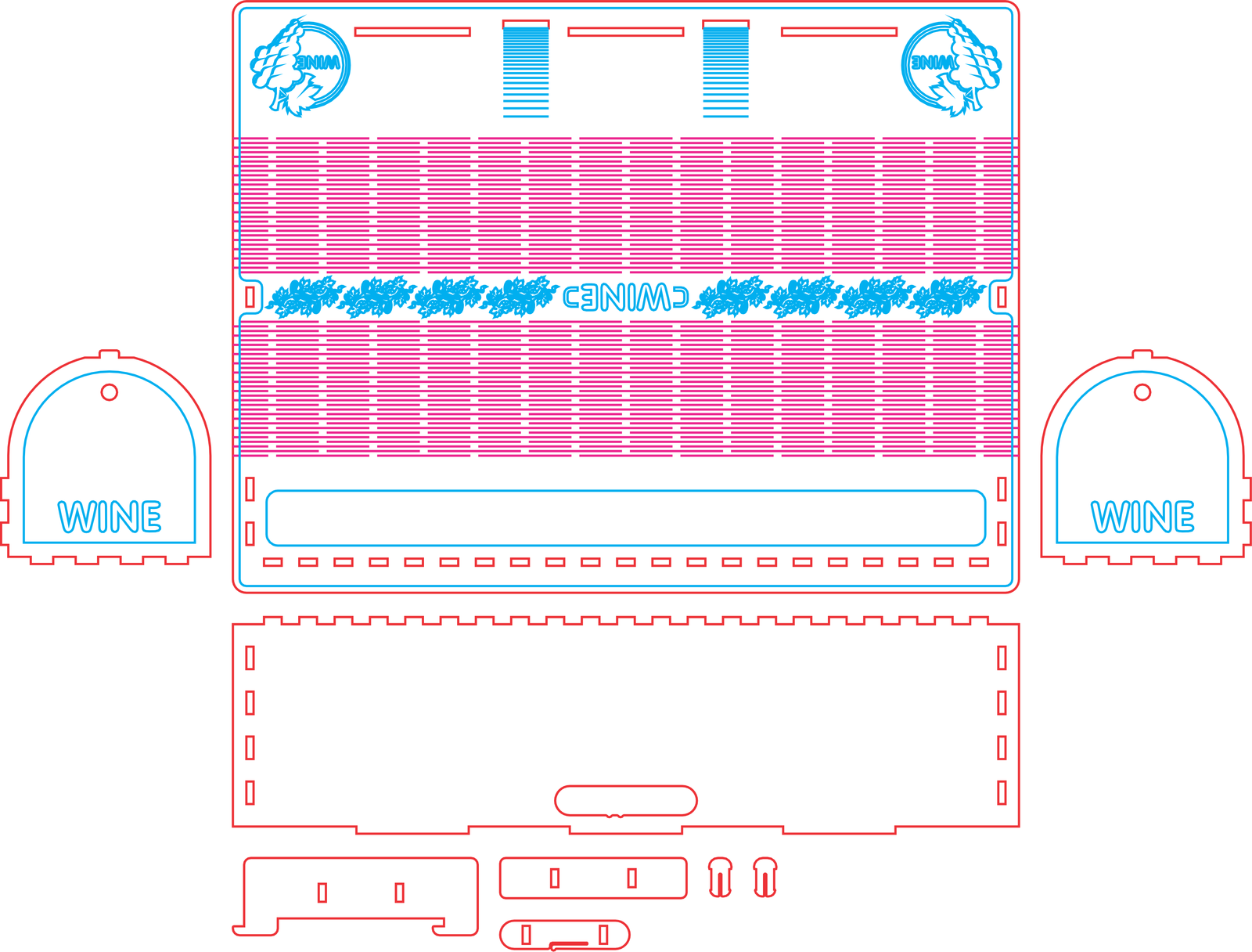 caja para vino con bisagras vivas