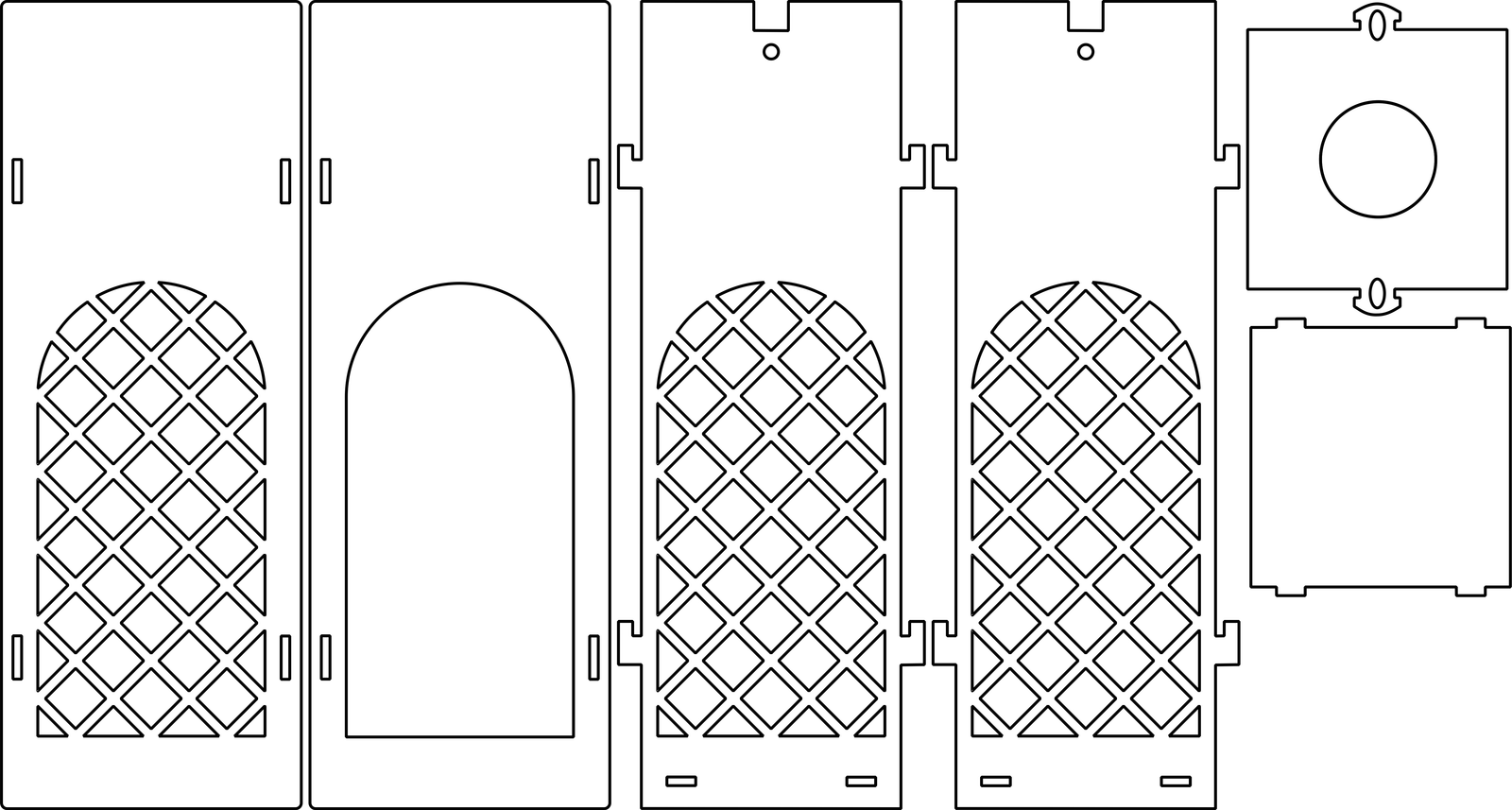 caja portavino con ventana de rejilla