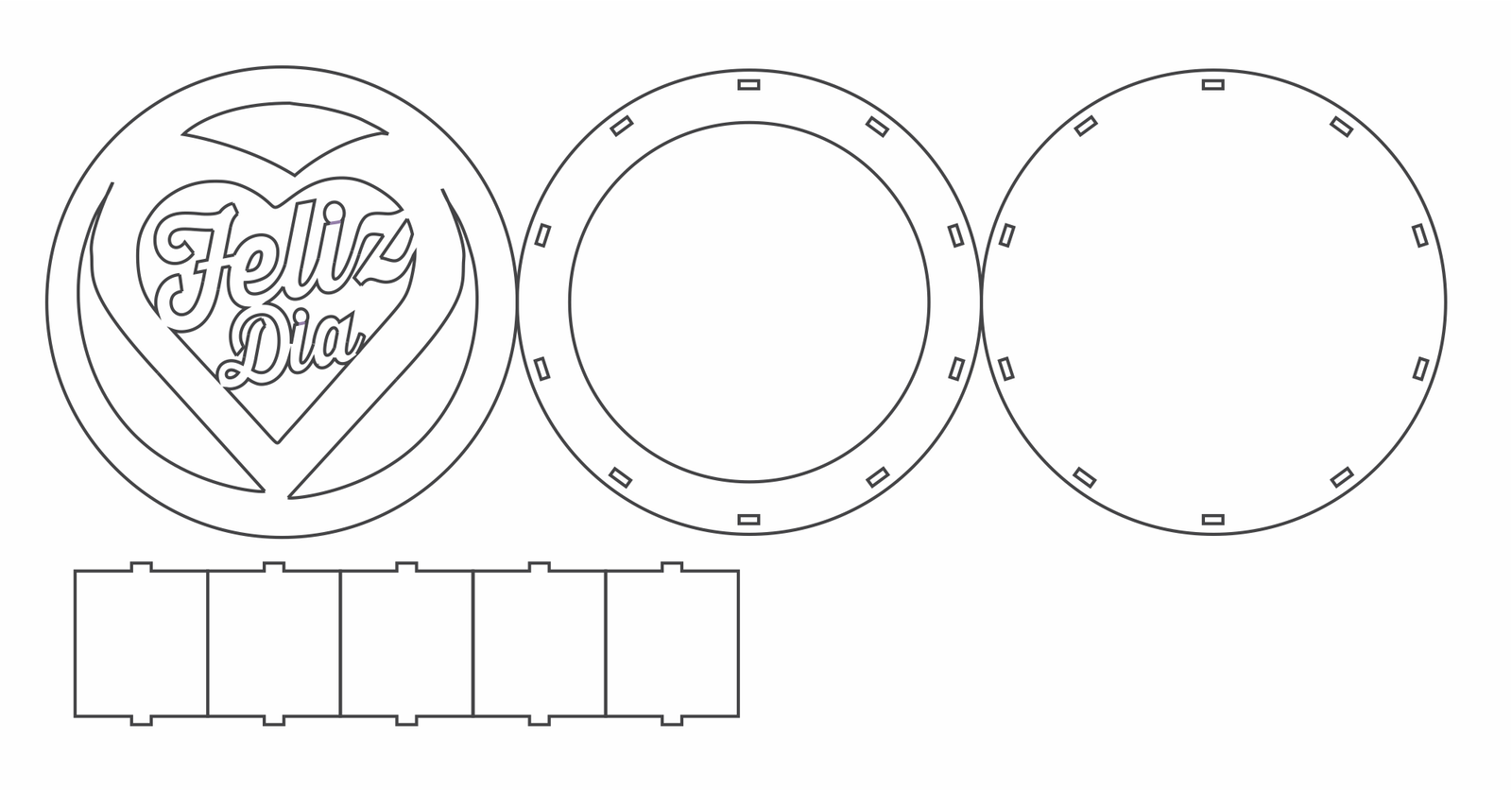 caja redonda feliz día