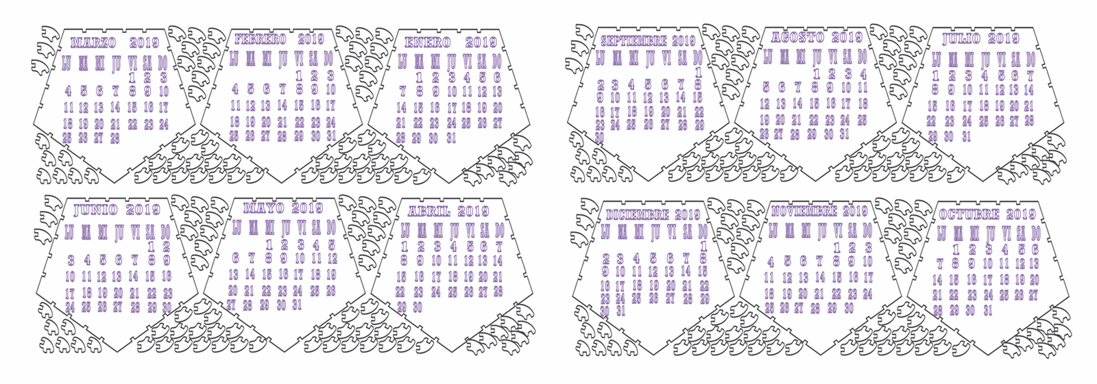 calendario prisma pentagonal