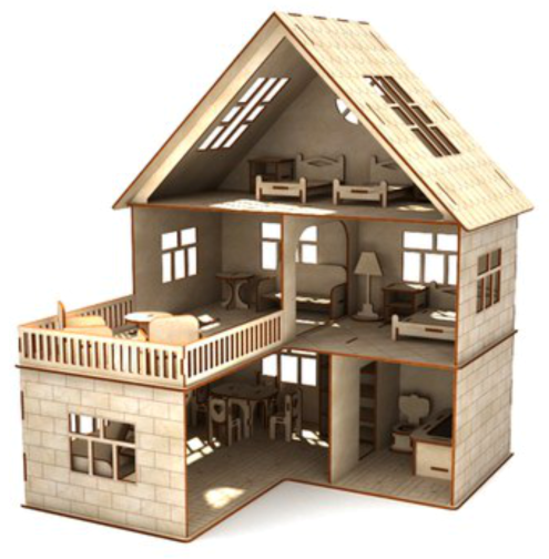 casa de muñecas con terraza