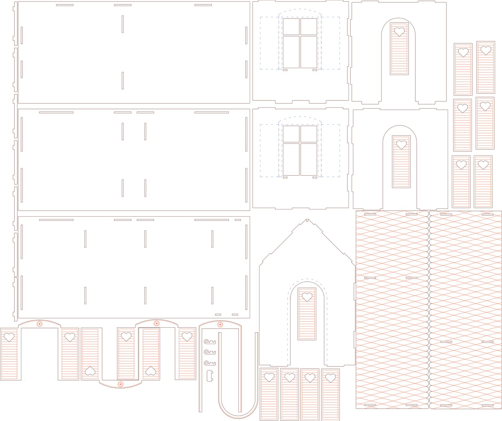 casa de muñecas corazones