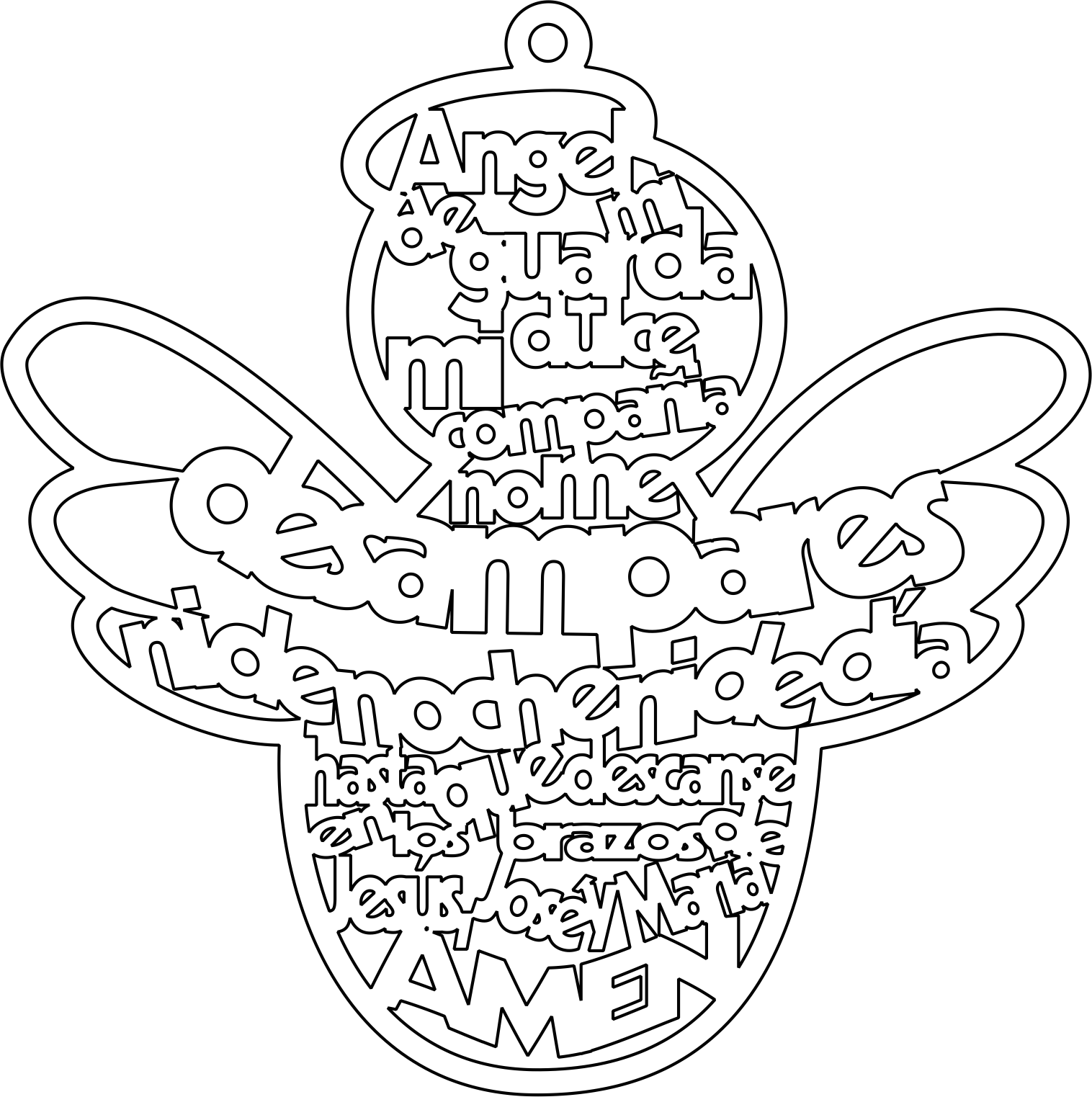 colgante de ángel con oración