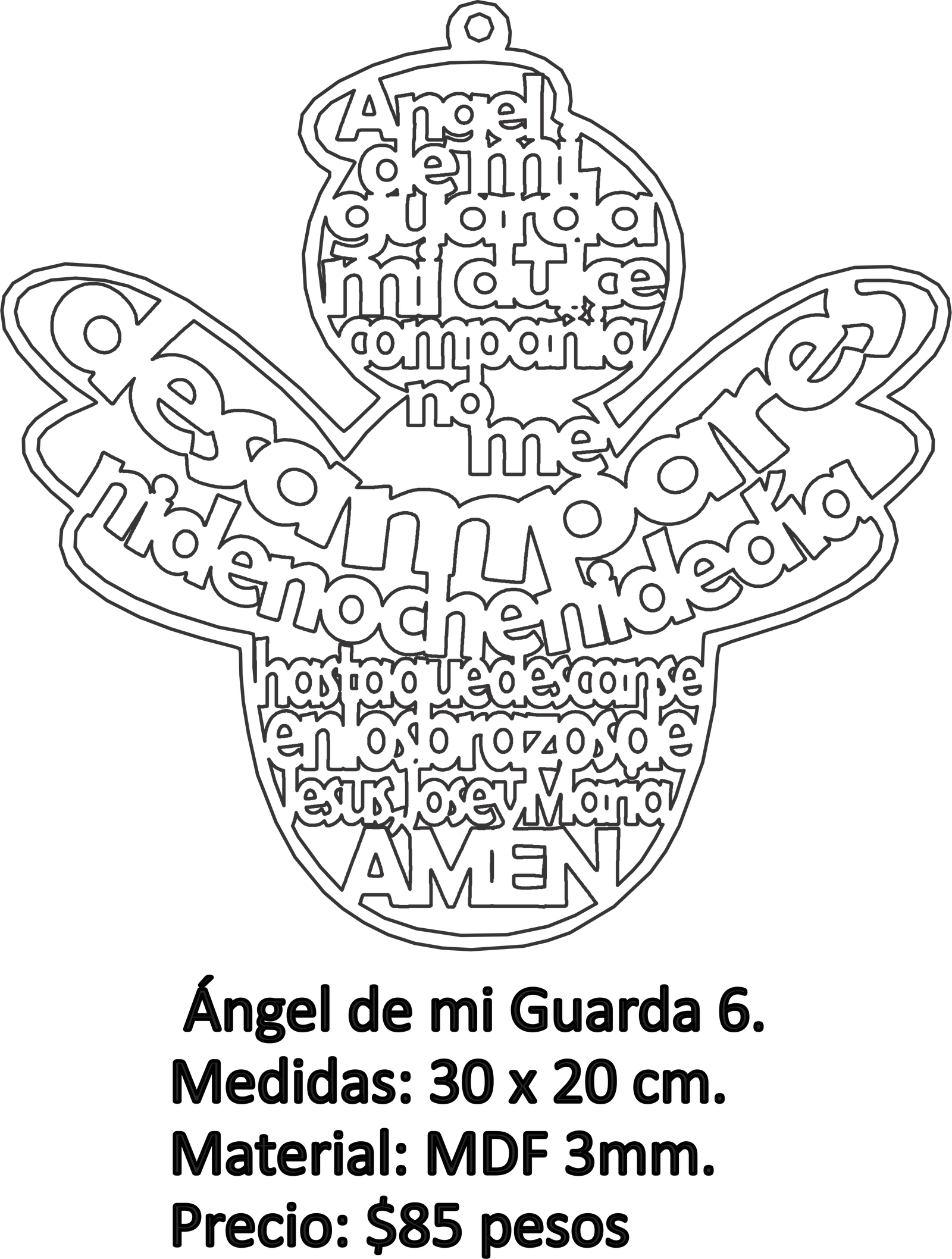 colgante en forma de ángel