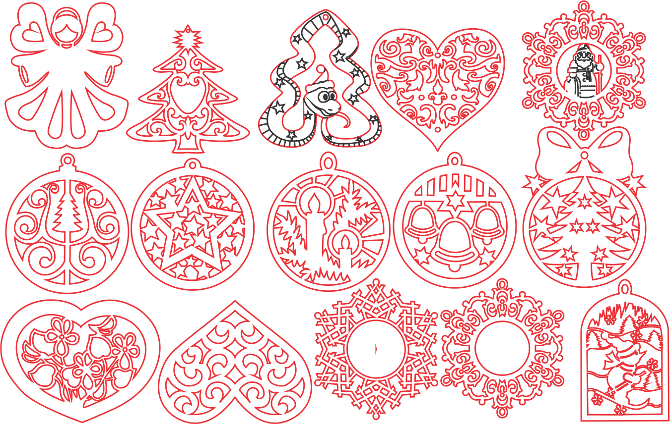 colgantes navideños de eferas copos y corazones